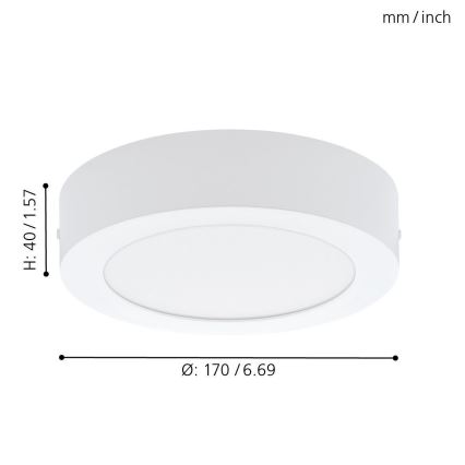 Eglo 94072 - Plafón LED FUEVA 1 LED/10,89W/230V Ø 17 cm