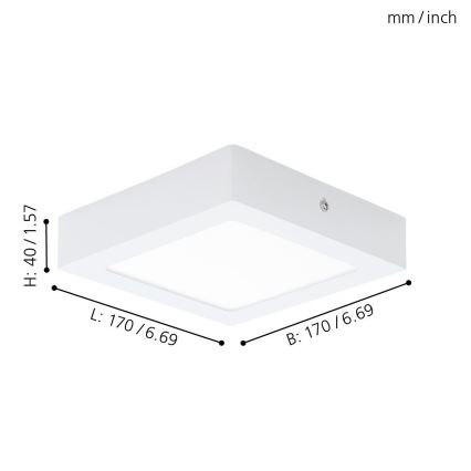 Eglo 94073 - Lámpara de techo FUEVA 1 LED/10,95W/230V 17x17 cm