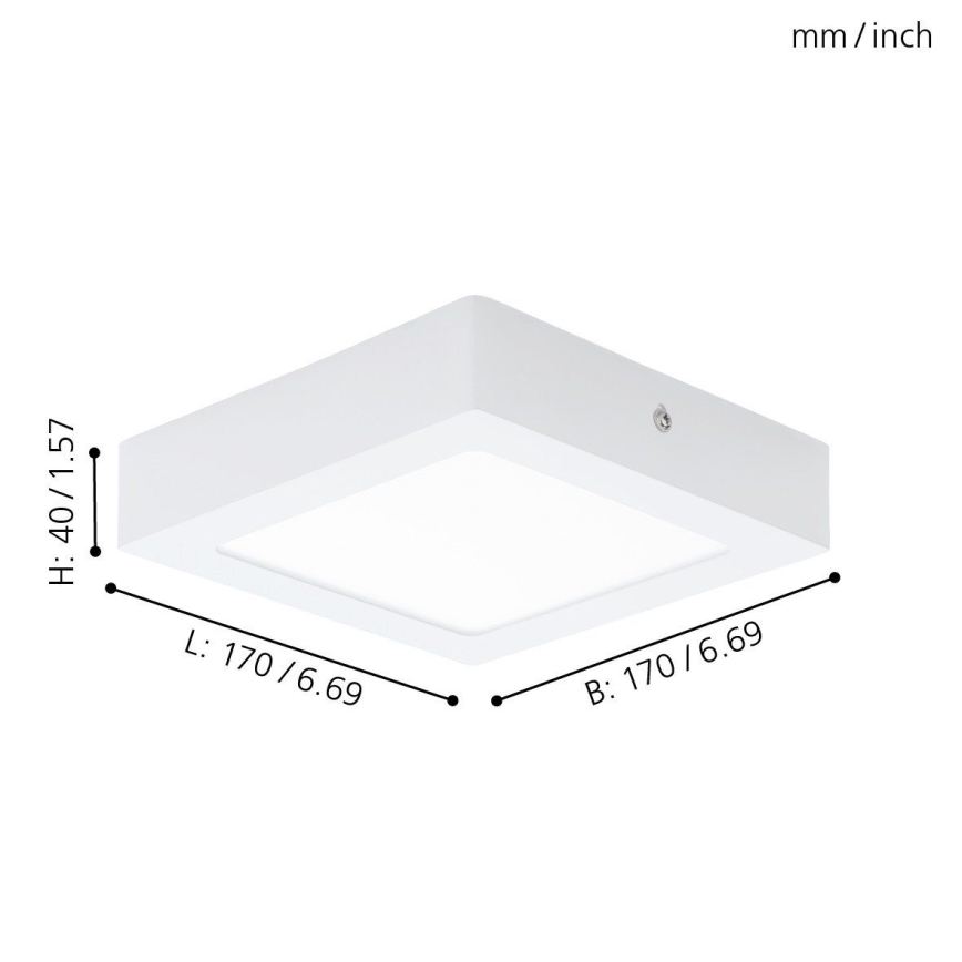 Eglo 94073 - Lámpara de techo FUEVA 1 LED/10,95W/230V 17x17 cm