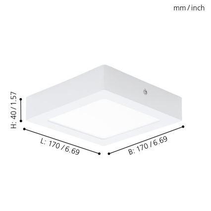 Eglo 94074 - Plafón LED de techo FUEVA 1 LED/10,88W/230V 17x17 cm