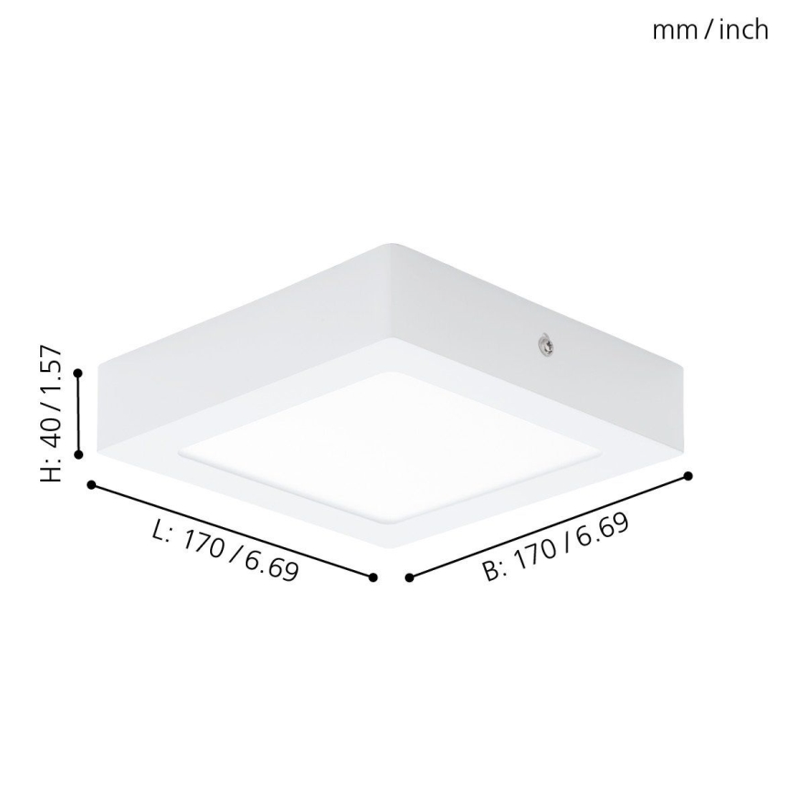 Eglo 94074 - Plafón LED de techo FUEVA 1 LED/10,88W/230V 17x17 cm