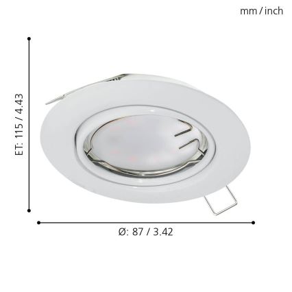 Eglo - SET 3x Iluminación LED empotrada de techo PENETO 3xGU10-LED/5W/230V