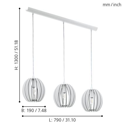 Eglo 94444 - Lámpara colgante COSSANO 3xE14/40W/230V