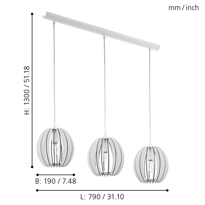 Eglo 94444 - Lámpara colgante COSSANO 3xE14/40W/230V