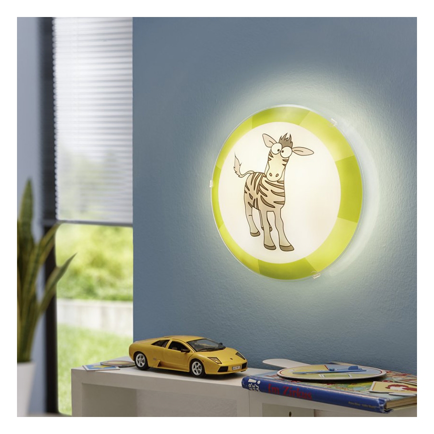 Eglo 94458 - Plafón infantil BIUBIU 1xE27/60W/230V cebra