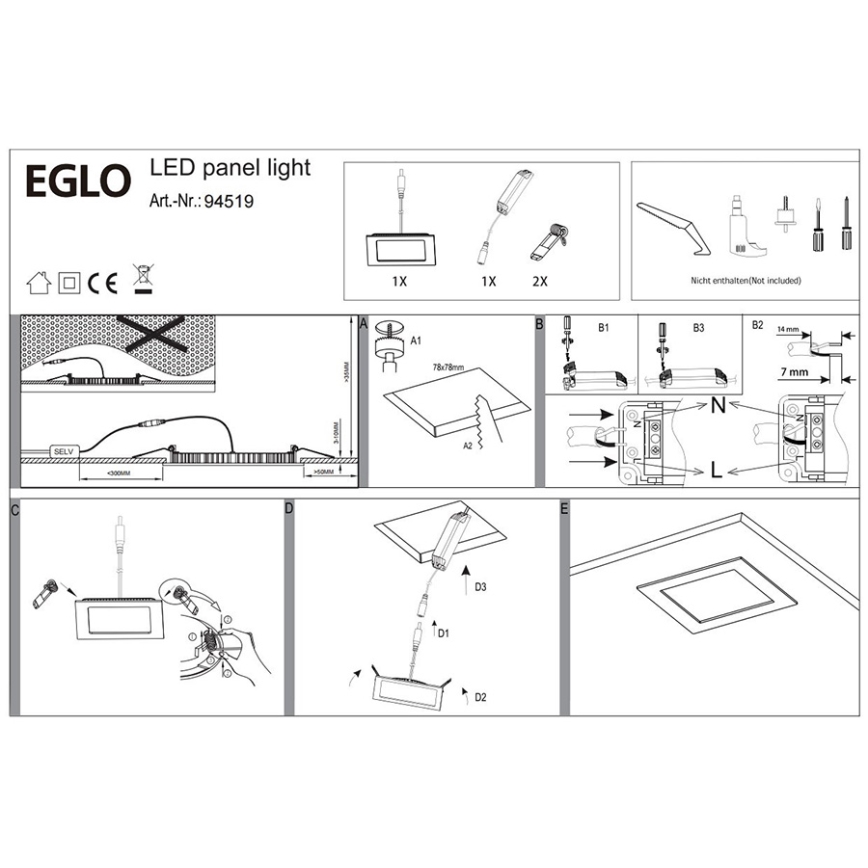 Eglo 94519 - Luminaria empotrada LED FUEVA 1 LED/2,7W/230V 8,5x8,5 cm