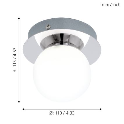 Eglo - Luminaria LED para baño LED/3,3W/230V IP44