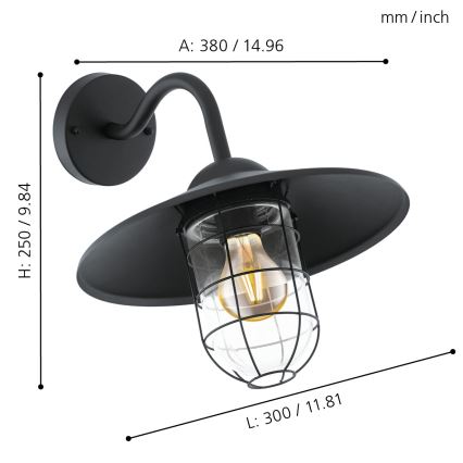 Eglo - Lámpara exterior 1xE27/60W/230V IP44