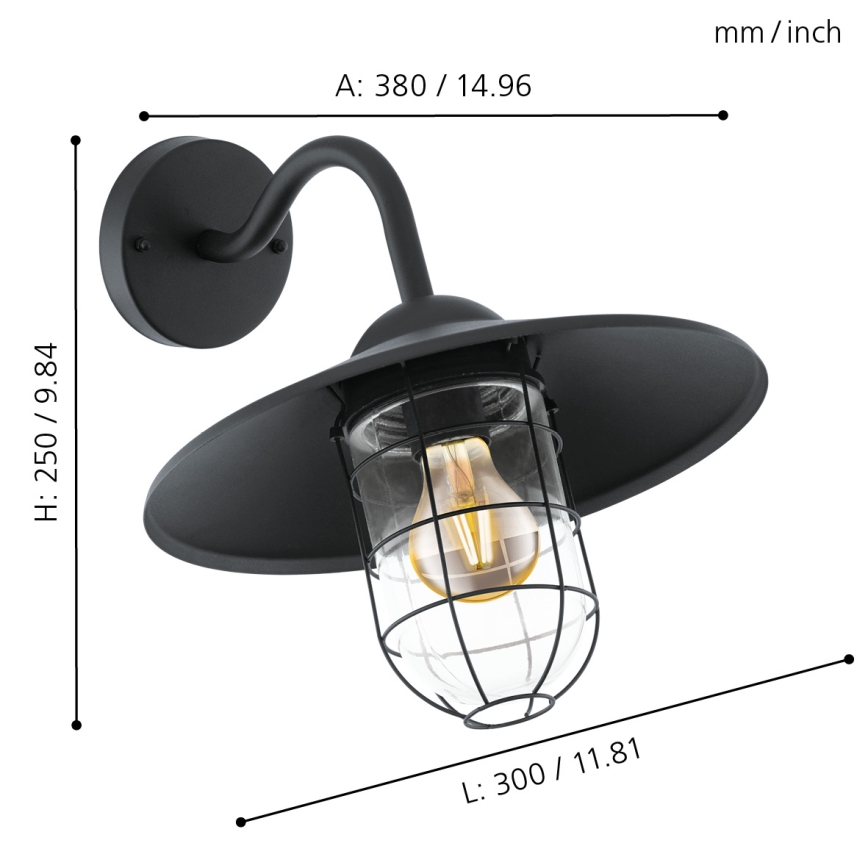 Eglo - Lámpara exterior 1xE27/60W/230V IP44