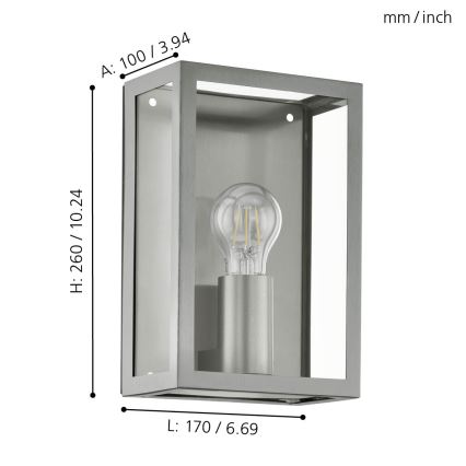 Eglo - Lámpara exterior 1xE27/60W/230V IP44