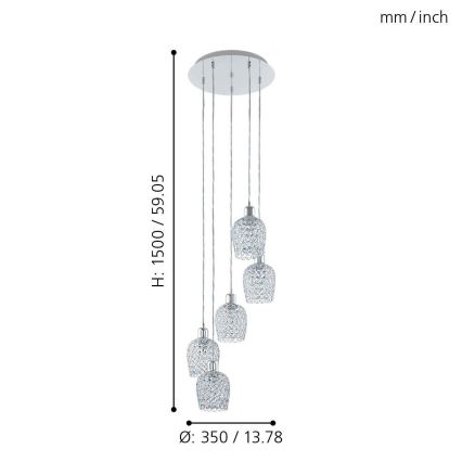 Eglo - Lámpara colgante 5xE27/60W/230V