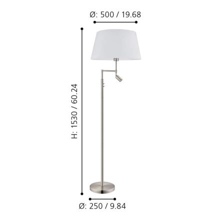 Eglo - Lámpara de pie 1xE27/60W + 1xLED/2,1W