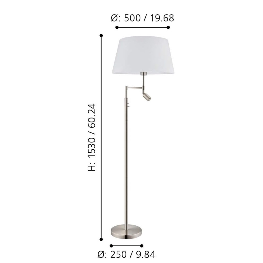 Eglo - Lámpara de pie 1xE27/60W + 1xLED/2,1W