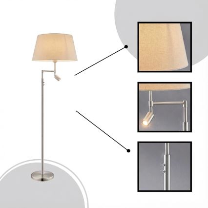 Eglo - Lámpara de pie 1xE27/60W + LED/2,1W