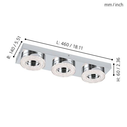 Eglo - Plafón LED cristal 3xLED/4W/230V