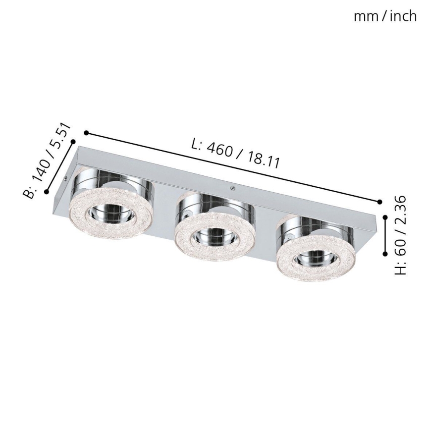 Eglo - Plafón LED cristal 3xLED/4W/230V