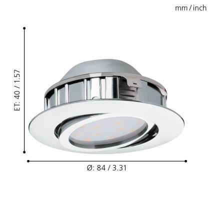 Eglo - SET 3x Iluminación LED empotrada de techo PINEDA 1xLED/4,9W/230V