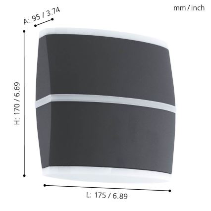 Eglo - Aplique LED exterior 2xLED/6W IP44