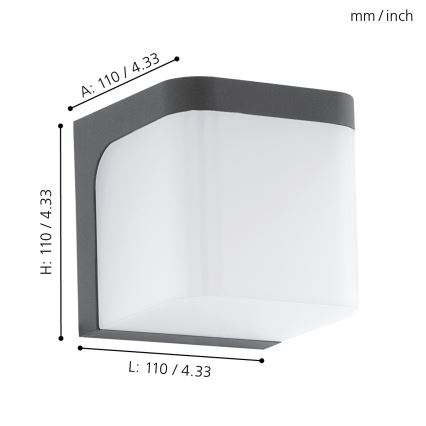 Eglo - Aplique LED para exterior LED/4,9W/230V IP44