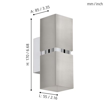 Eglo - LED Aplique 2xGU10/3.3W/230V rectangular