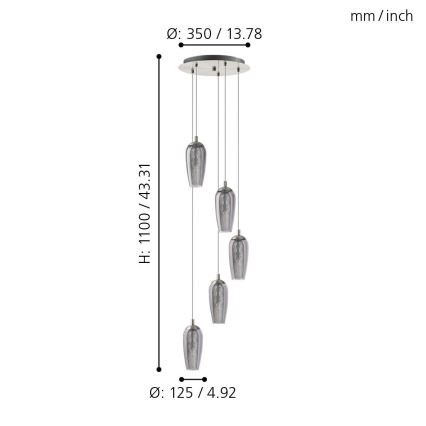Eglo 96345 - Lámpara LED colgante FARSALA 5xG9/2,5W/230V