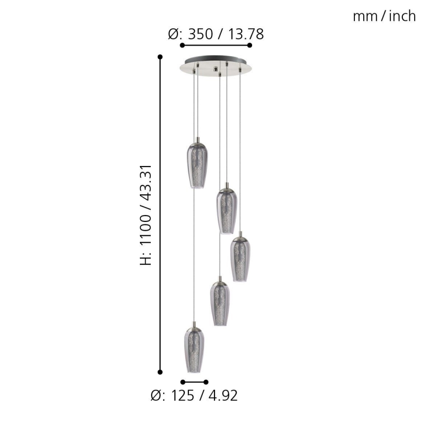Eglo 96345 - Lámpara LED colgante FARSALA 5xG9/2,5W/230V