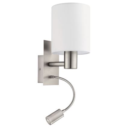 Eglo - Lámpara LED flexible 1xE27/40W+LED/3,8W blanca