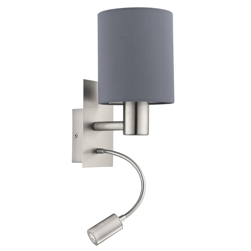 Eglo - Lámpara LED flexible 1xE27/40W+LED/3,8W gris