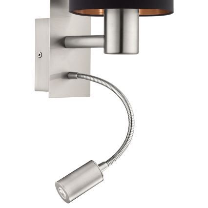 Eglo - Lámpara LED flexible 1xE27/40W+LED/3,8W negra