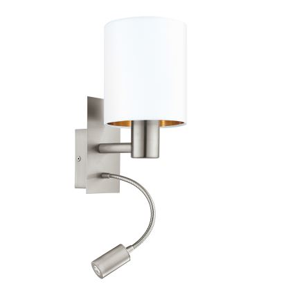 Eglo - Lámpara LED flexible 1xE27/40W+LED/3,8W blanca