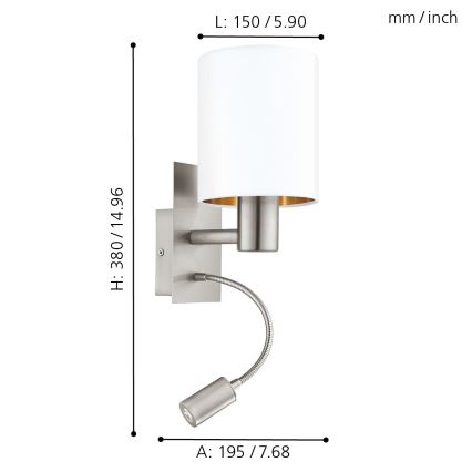 Eglo - Lámpara LED flexible 1xE27/40W+LED/3,8W blanca