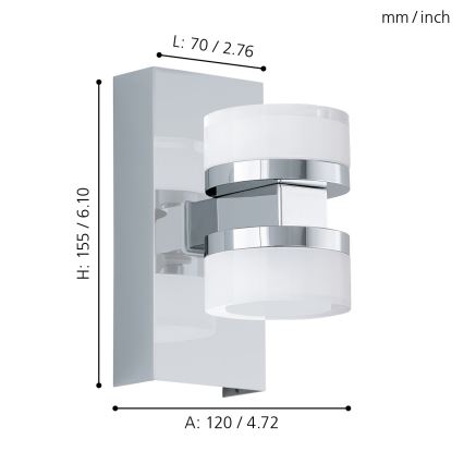 Eglo - Aplique de baño LED regulable 2xLED/7,2W/ IP44