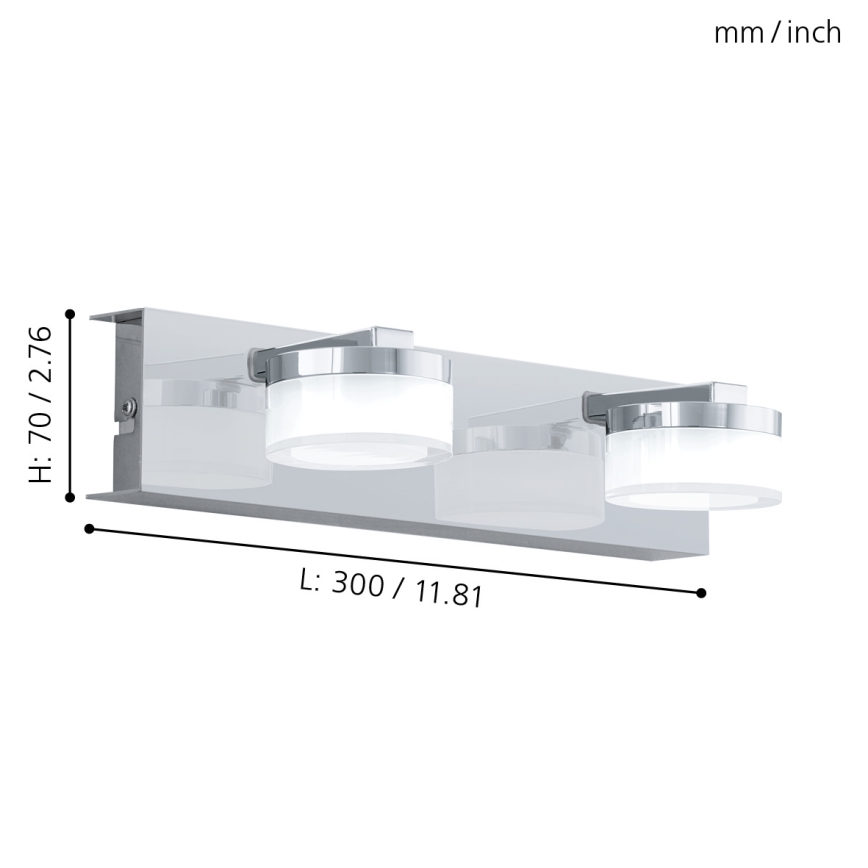 Eglo - Aplique de baño LED regulable 2xLED/7,2W/ IP44
