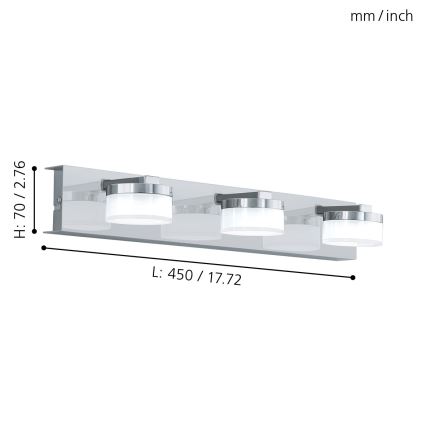 Eglo - Aplique de baño LED regulable 3xLED/7,2W/ IP44