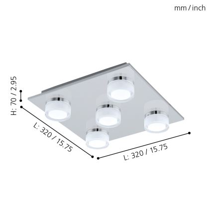 Eglo 96544 - Plafón de baño LED regulable ROMENDO 5xLED/5,4W/ IP44
