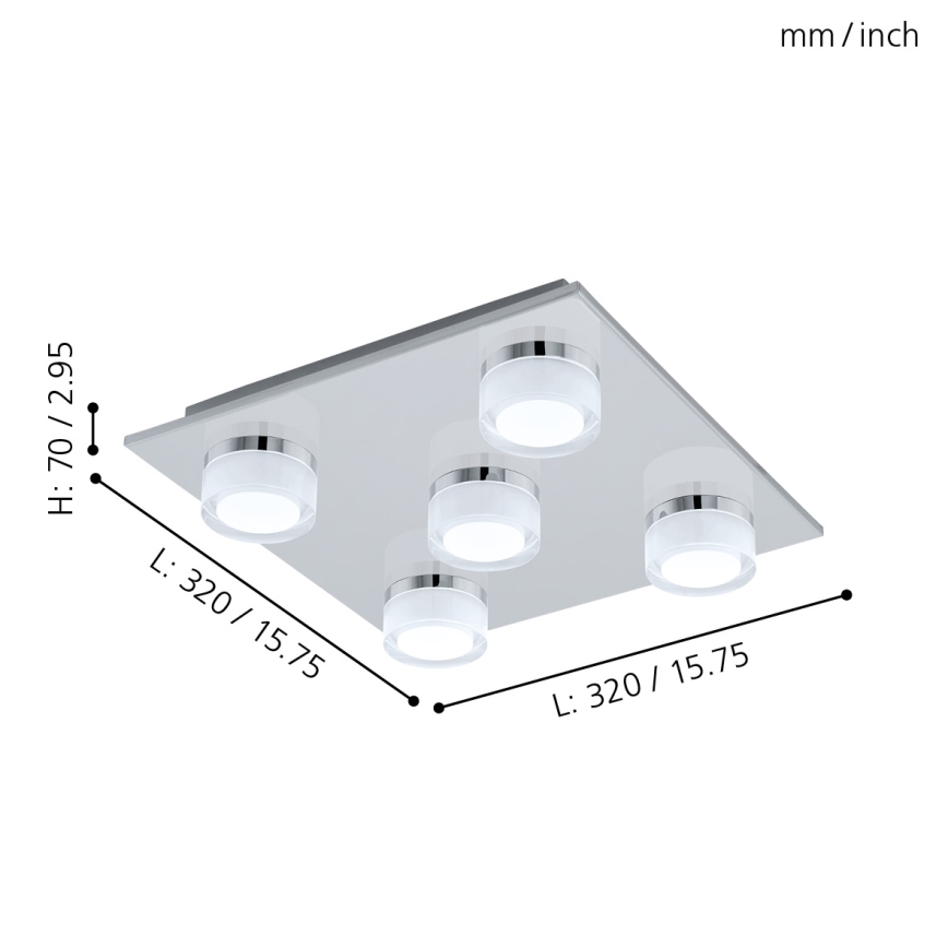 Eglo 96544 - Plafón de baño LED regulable ROMENDO 5xLED/5,4W/ IP44