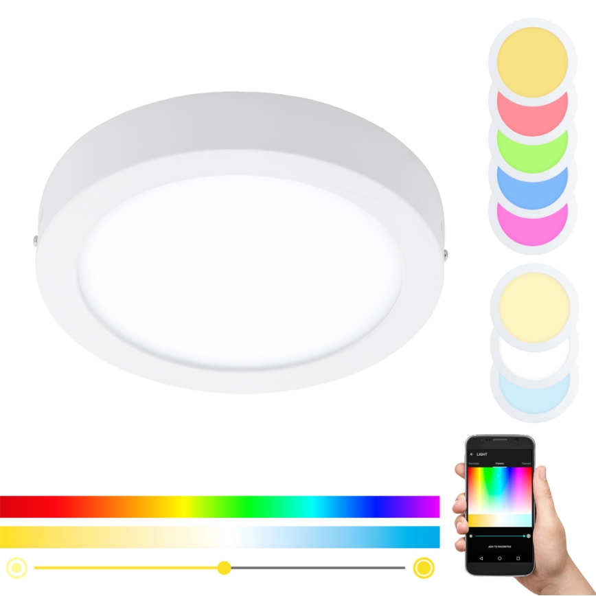 Eglo - Lámpara de techo regulable LED RGBW FUEVA-C LED/15,6W/230V Bluetooth
