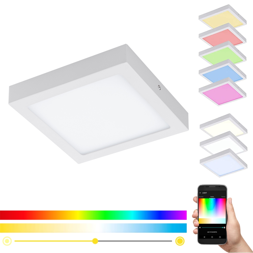 Eglo - Lámpara de techo regulable LED RGBW FUEVA-C LED/15,6W/230V Bluetooth