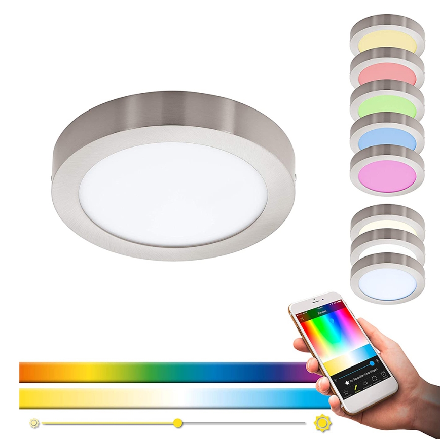 Eglo - Lámpara de techo regulable LED RGBW FUEVA-C LED/15,6W/230V Bluetooth