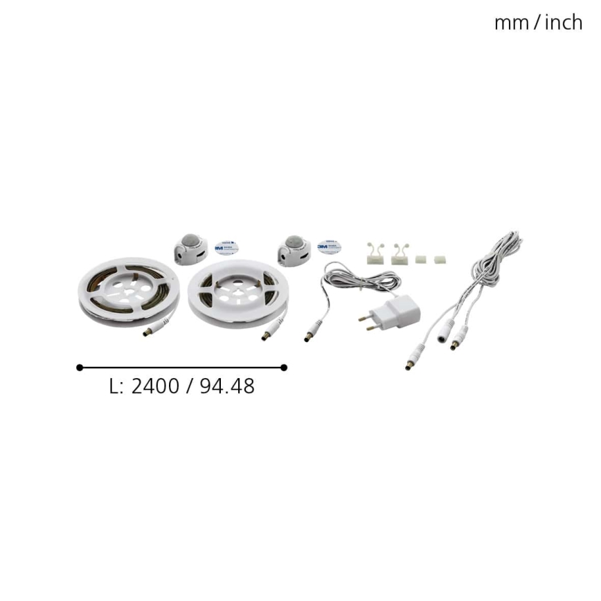 Eglo - SET de 2 tiras LED con sensor de movimiento 2xLED/36x0,1W/230V 2,4m