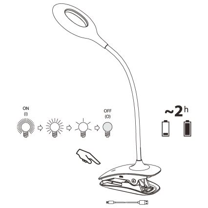 Eglo - Lámpara LED regulable con clip LED/3W/5V 500 mAh blanca