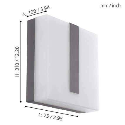 Eglo - Aplique de exterior regulable TORAZZA-C LED/14W/230V IP44