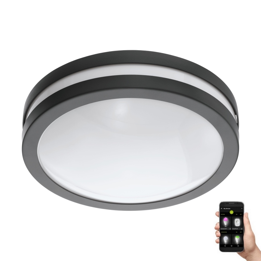 Eglo - Luz de techo LED regulable para baño LOCANA-C LED/14W/230V Bluetooth IP44 antracita