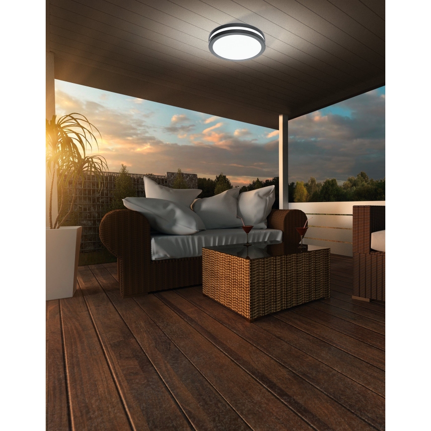 Eglo - Luz de techo LED regulable para baño LOCANA-C LED/14W/230V Bluetooth IP44 antracita