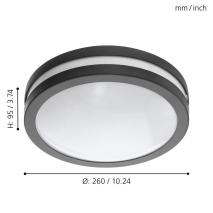 Eglo - Luz de techo LED regulable para baño LOCANA-C LED/14W/230V Bluetooth IP44 antracita