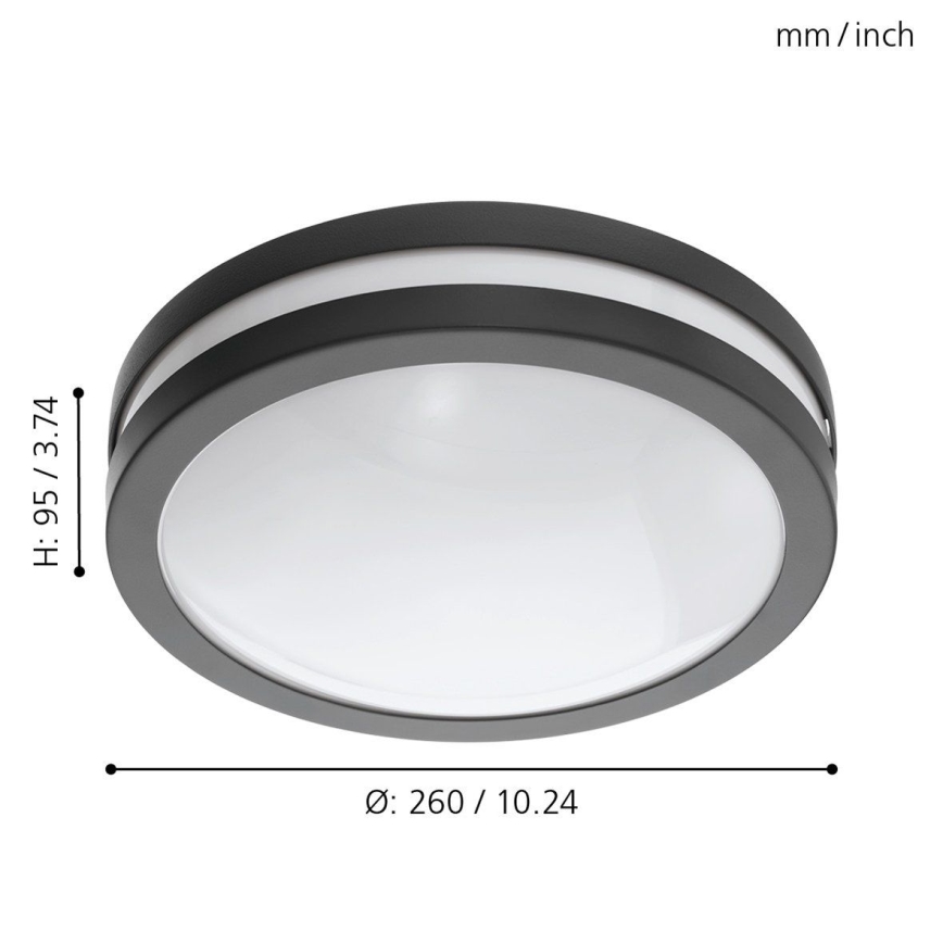 Eglo - Luz de techo LED regulable para baño LOCANA-C LED/14W/230V Bluetooth IP44 antracita