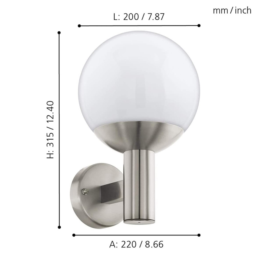 Eglo - Lámpara de pared exterior LED regulable NISIA-C 1xE27/9W/230V IP44