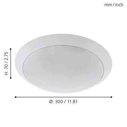 Eglo 97254 - Plafón LED para baño PILONE LED/11W/230V, blanco, IP44