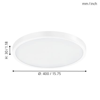 Eglo - Plafón LED 1xLED/25W/230V blanco, redondo, 2500 lm, diámetro 40 cm
