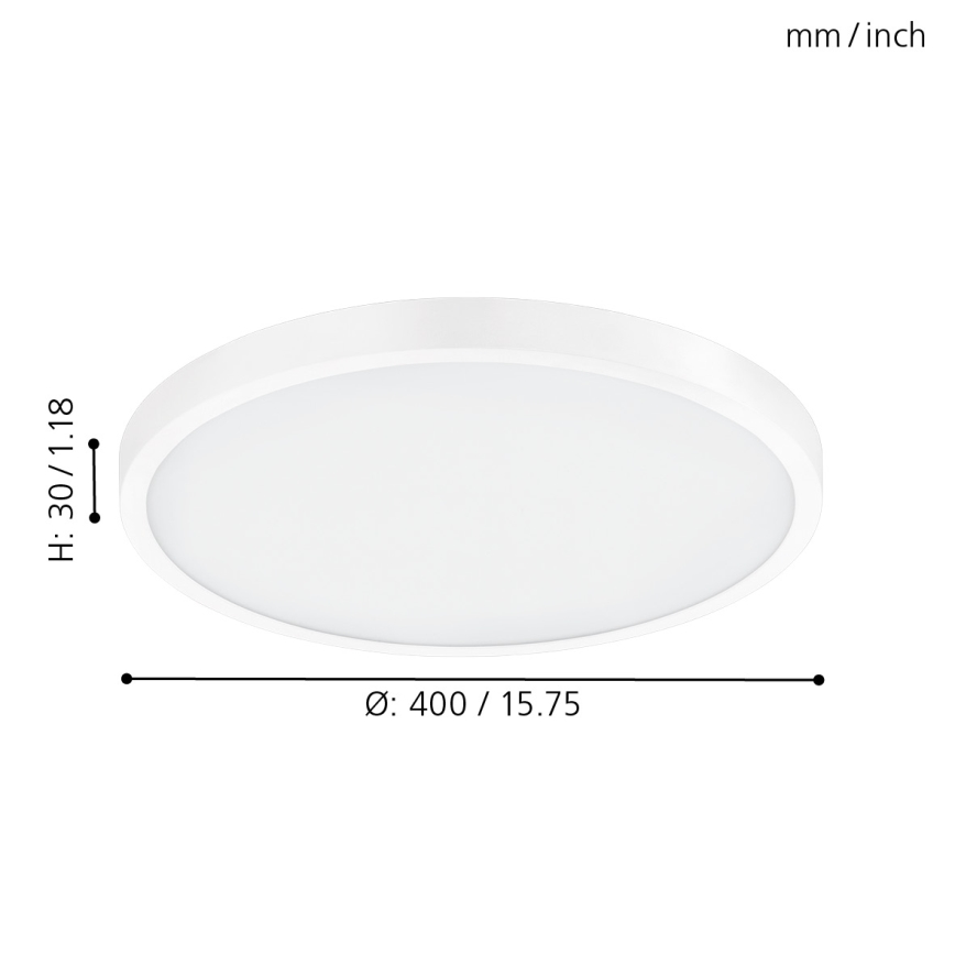 Eglo - Plafón LED 1xLED/25W/230V blanco, redondo, 2500 lm, diámetro 40 cm